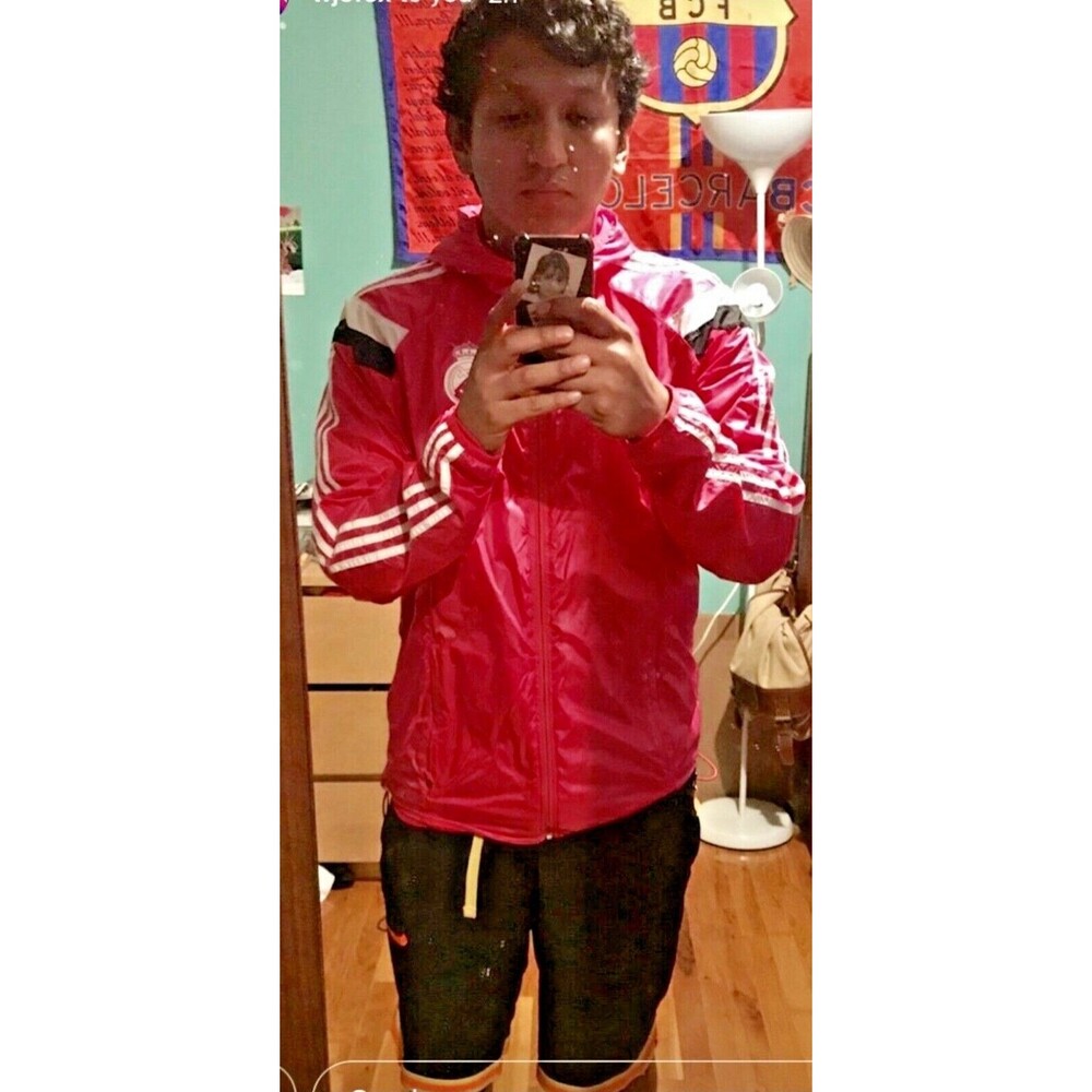 Adidas Vintage Rare Real Madrid Woven Nylon Glanz Anthem Jacket Pink Neon Large